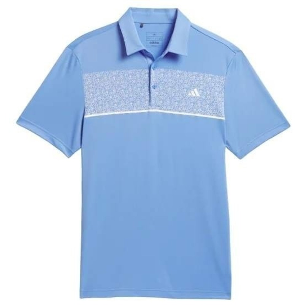 ADIDAS Performance Polo Shirt Mens Sz Large Blue White Flowers Floral Top NWT